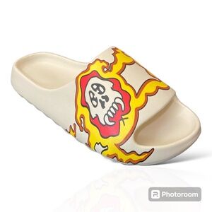 Trendy  Graffiti Cartoon Print Slides, Unisex Soft Sole EVA Indoor/outdoor Shoes